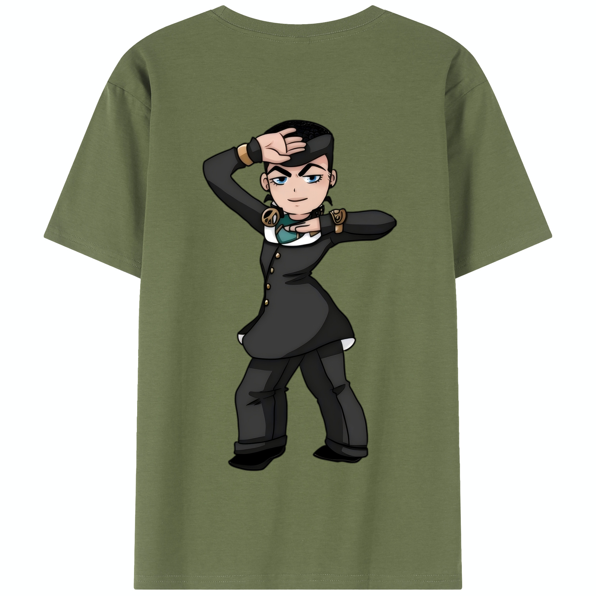 （画像用） ジョジョの奇妙な冒険 ひがしかた じょうすけ JoJo's Bizarre Adventure Higashikata Josuke 綿100％半袖Tシャツ（背面プリント）